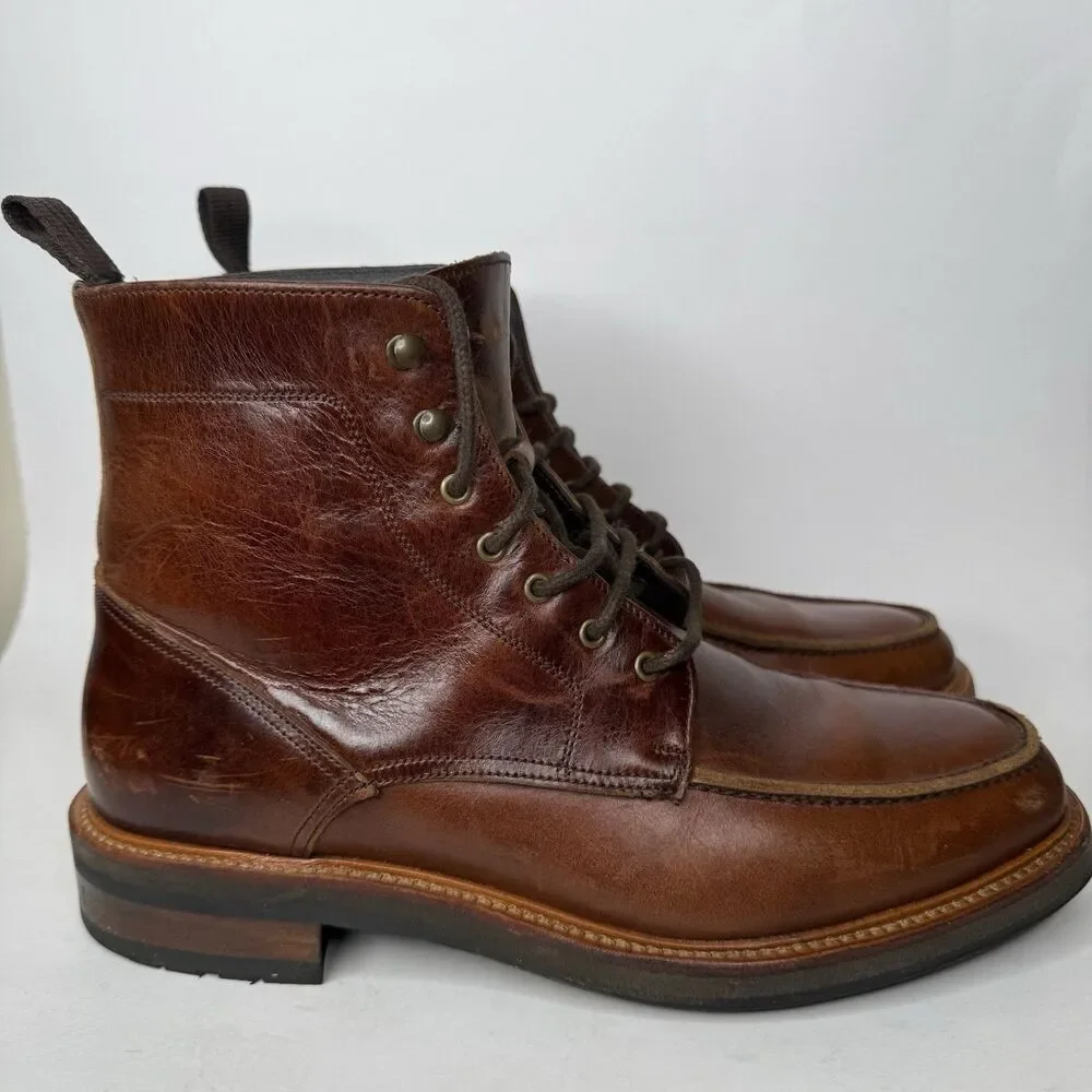 ​Banana Republic Crosby Square Parker Brown Leather Moc Toe Boots Mens 10.5